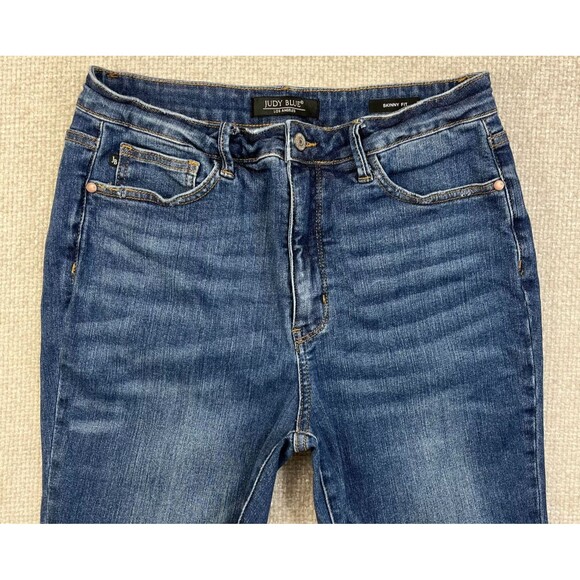 Judy Blue Jeans Skinny Fit Women's Juniors 13/31 Stretch Blue Denim Split Cuffs - Picture 2 of 12